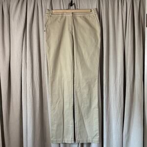 NWT Roberta Scarpa Venezia Khaki Straight Pants Smocked Detail IT 46 / US 12 Cot